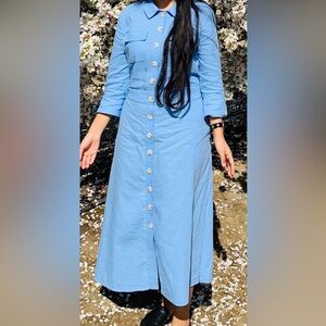 Blue Button-Down Dress